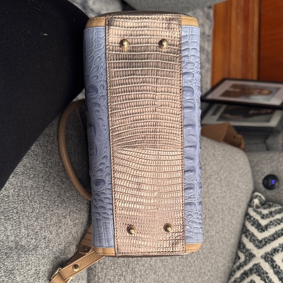 Brahmin Gray and Tan Croc-Embossed Satchel - Picture 12 of 14